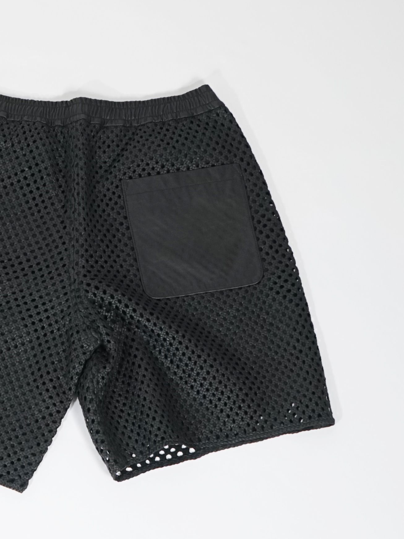 レザーショートパンツ -  MACRAME LEATHER SHORT PANTS - Goat leather -