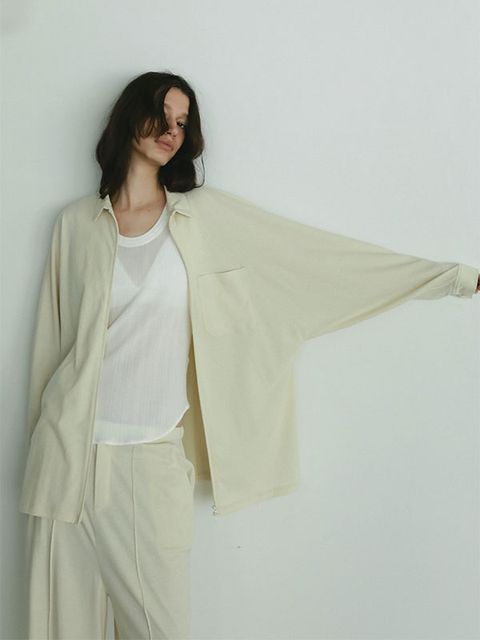 フロントファスナーカットシャツ -  CREAM