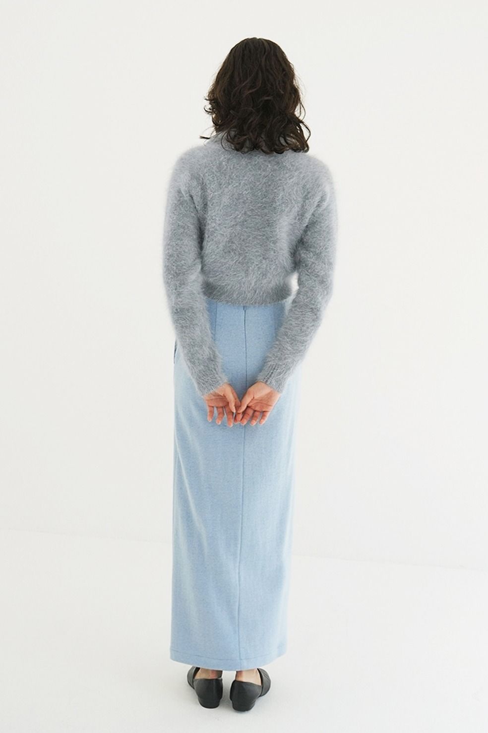 アンゴラニットカーディガン - ANGORA SHORT KNIT CARDIGAN (BLUE)
