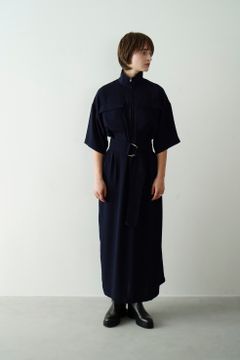 ハーフ ジップ ミリタリー ワンピース - HALF ZIP MILITARY ONE PIECE NAVY
