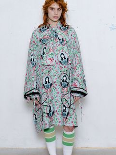 ボウタイシャツ - BOWTIE SHIRT GIRL PRINT PATTERN - BLUE GIRL