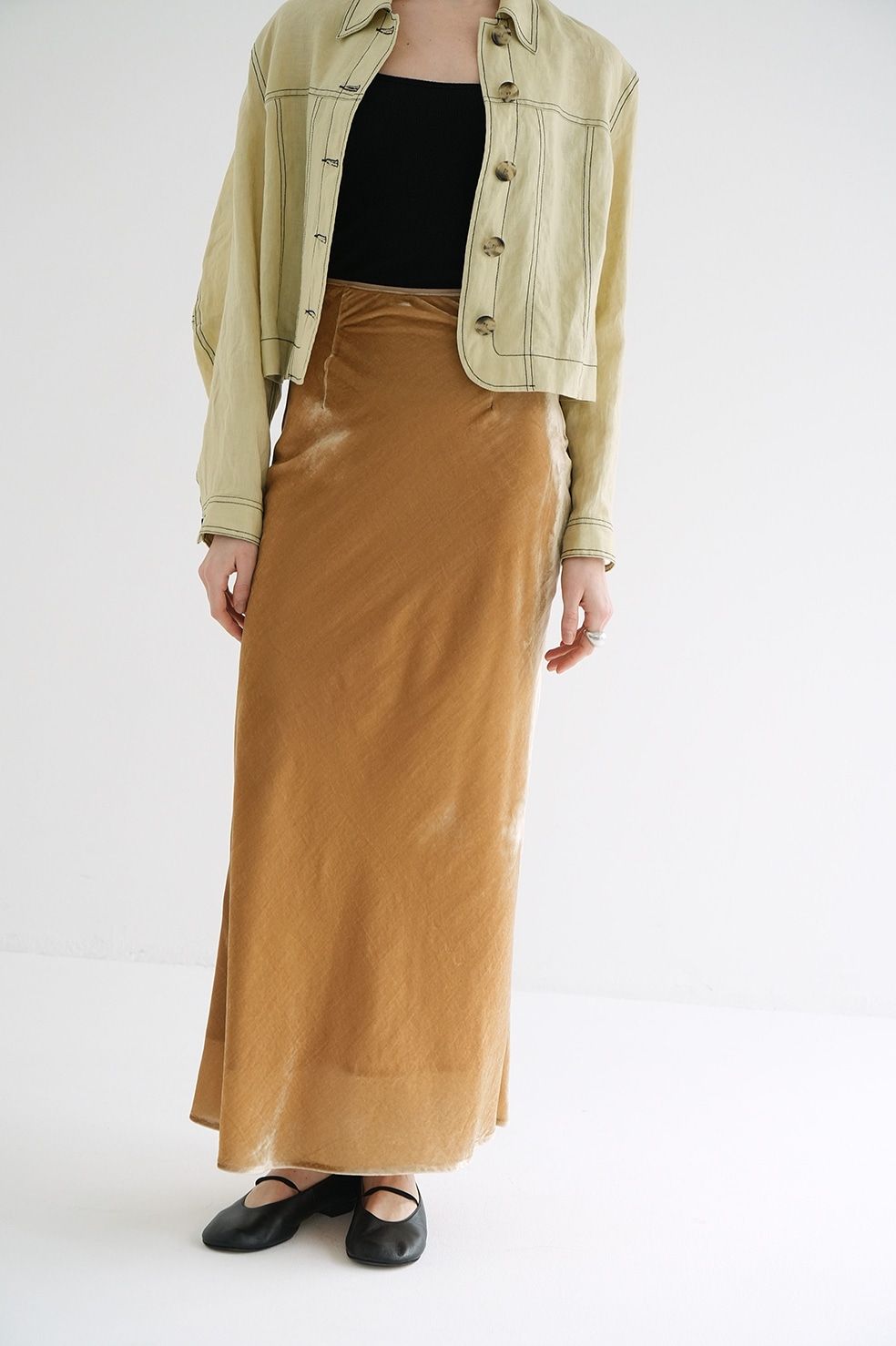 ベルベットスカート - VELOUR MERMAID LINE SKIRT- BEIGE