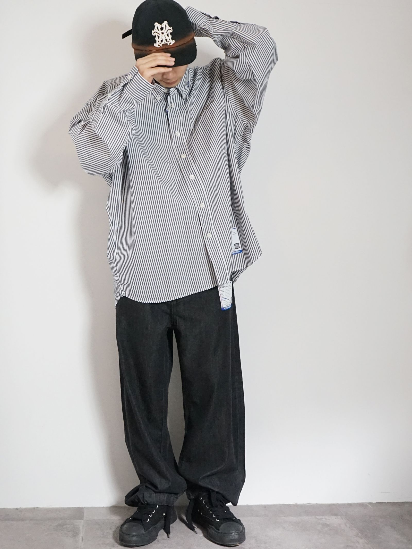 ストライプシャツ - Stripe OX Long Sleeve Shirt - NAVY
