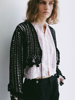 クロシェニットカーディガン (BLACK)