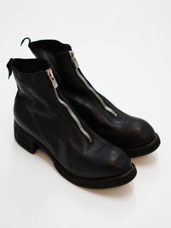 【PL1】 フロントジップ ブーツ / ホースフルグレイン - Front Zip Boots Double Sole (BLACK)