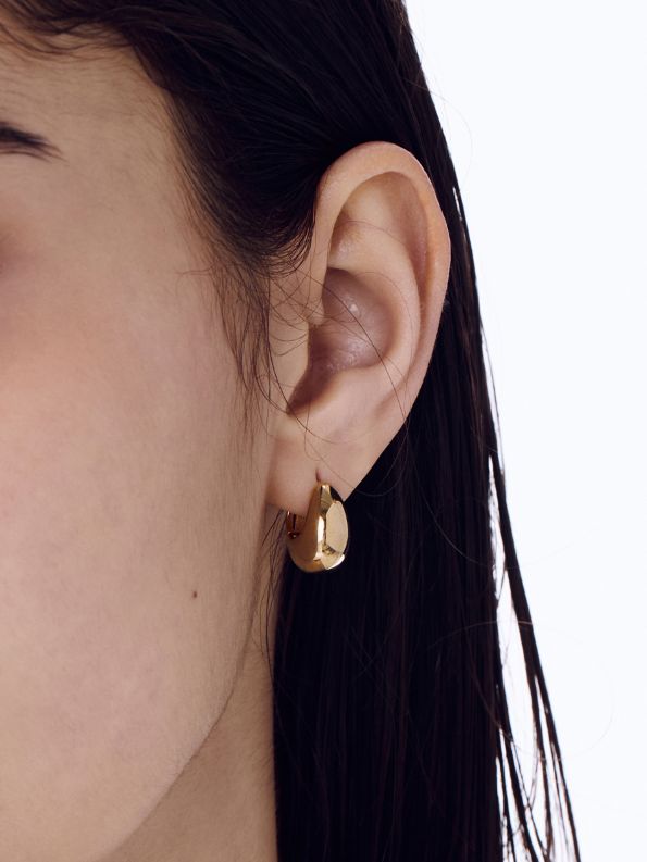 【両耳用】 ミディアム ボリューム ウォーター プルーフ ピアス - Volume Water drop Earrings GOLD