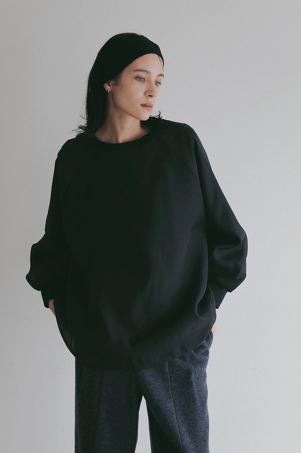 シアーレイヤード カットトップス | SHEER LAYERED CUT TOPS (BLACK)