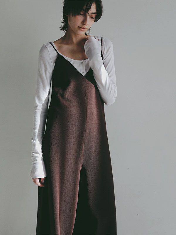 キャミソールニットオールインワン - BROWN