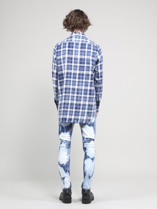 インディゴブリーチチェックシャツ - Check Shirt - BLUE×OFF WHITE