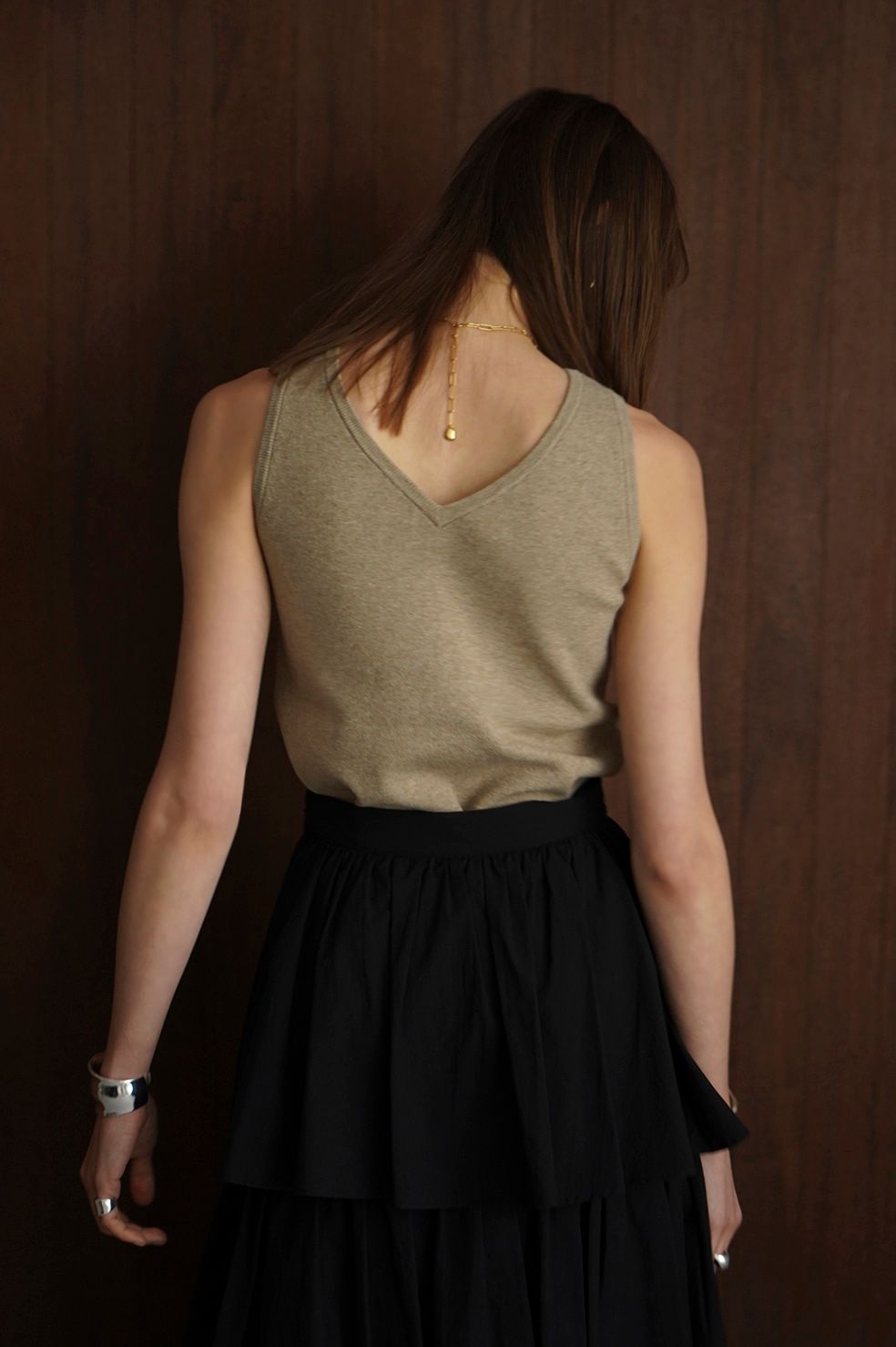 ダブルフェイス ニット タンクトップ -  W FACE KNIT TANK TOPS - BEIGE