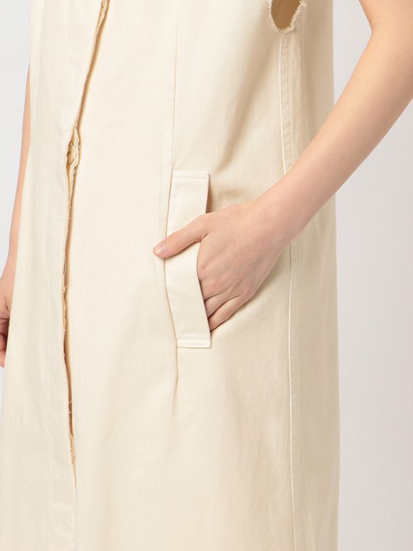 カットオフコットンジレワンピース - OFF WHITE
