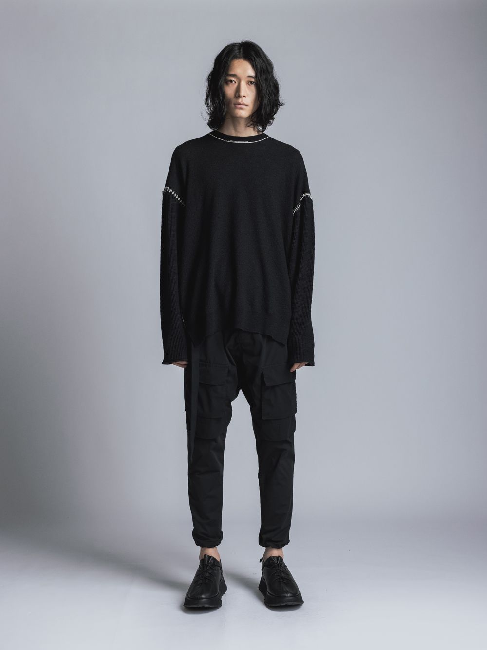 ストレッチナローカーゴパンツ  A/BLACK