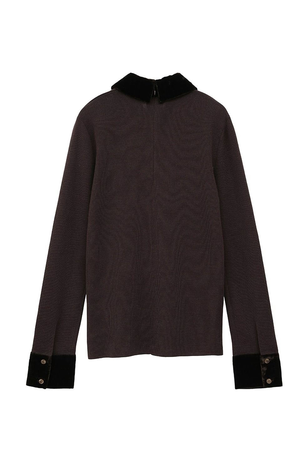 ベロアカラーニットトップス | VELOR COLLAR KNIT TOPS (BROWN)