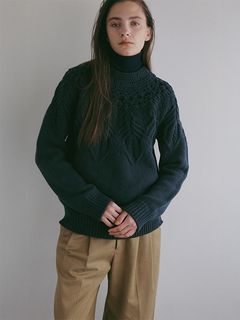 DEPENDREハイネックニットプルオーバー / カットソー (NAVY)