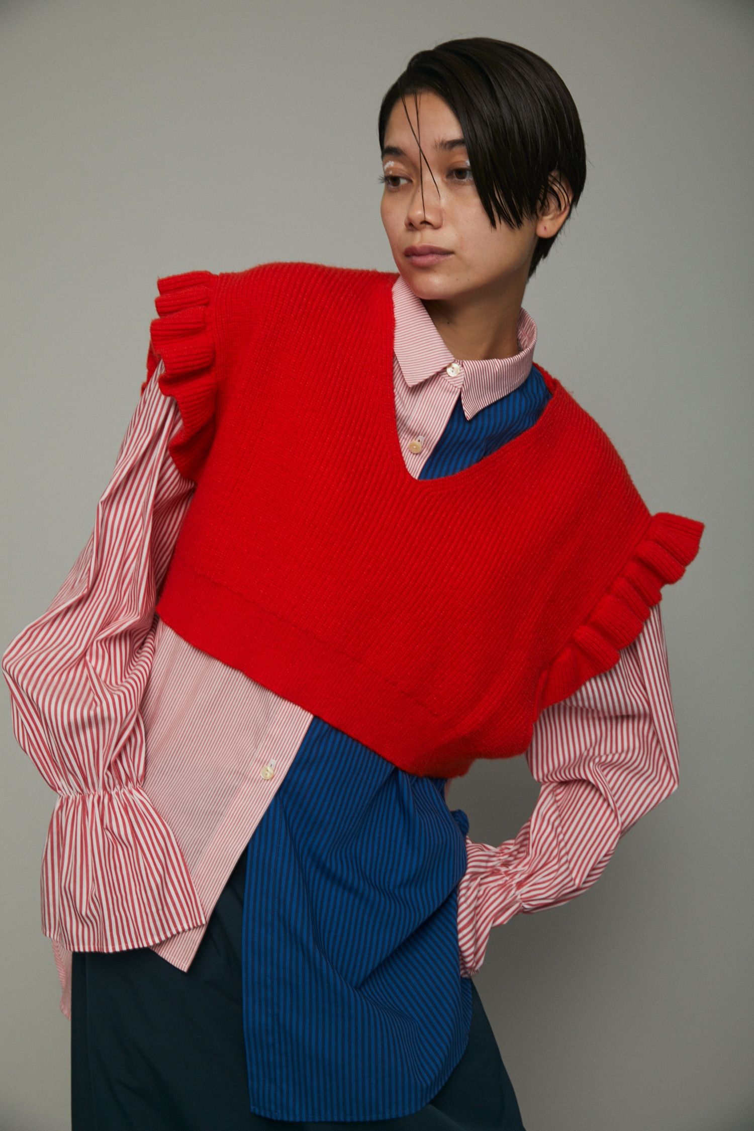 レイヤード フリル トップス  - Layered frill tops - ORANGE