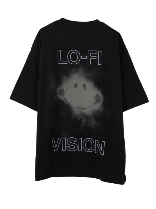スマイリーフェイスプリントTシャツ - Smily Face Printed T-shirt - BLACK