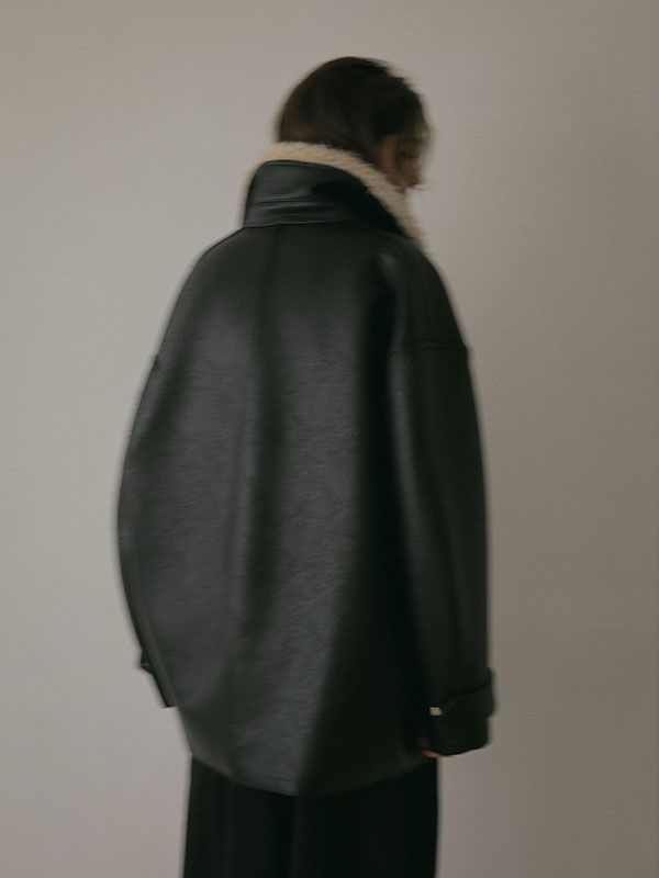 マルチファブリックリバーシブルコート - BLACK