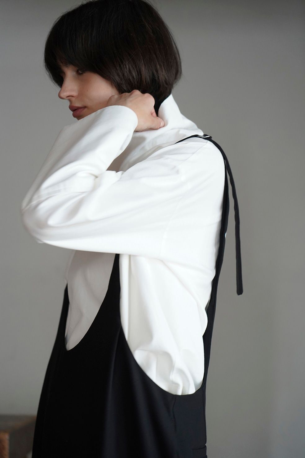 CLANE - スタンドカラーシャツ - ROLL NECK WIDE SHIRT - WHITE