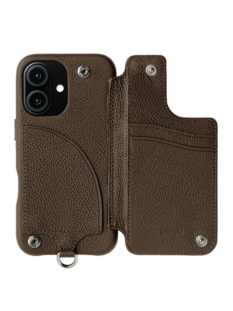 【BALLON CINQ】 手帳型 レザーケース iPhone 14～17シリーズ対応 (エトープ）