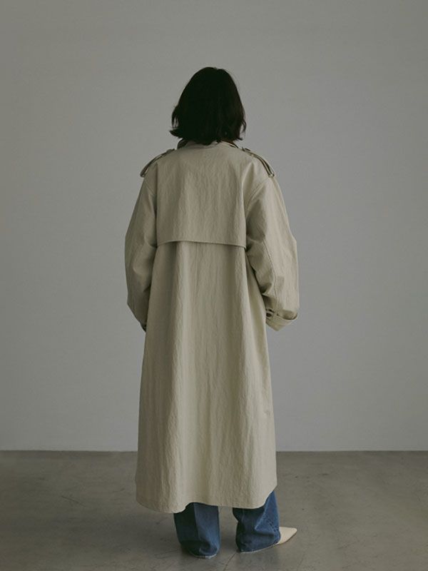 フードストールロングトレンチコート | LIGHT BEIGE
