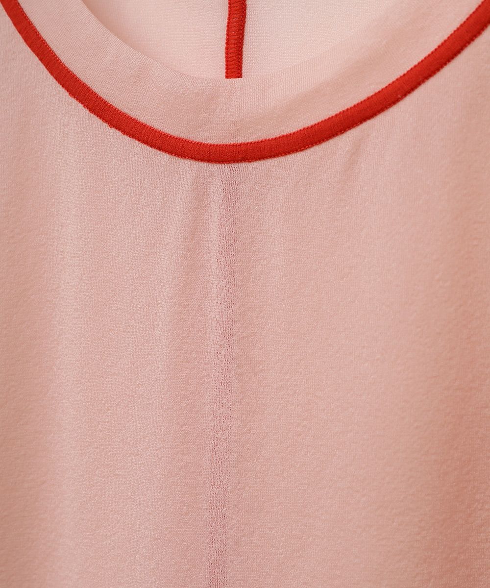 ノースリーブカットソー - LINE SHEER S/S - PINK