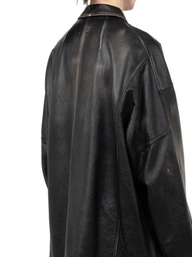 ディストレスドレザーコーチジャケット -  Distressed Leather Coach Jaket (BLACK)