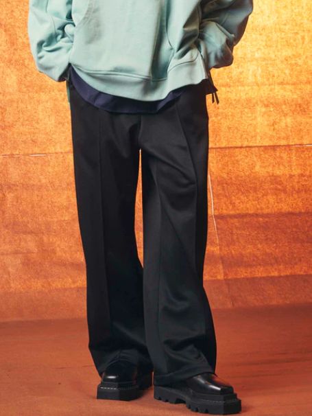 サイドライン ワイド イージーパンツ - Crochet Side Line Prime-Wide Easy Pants - BLACK