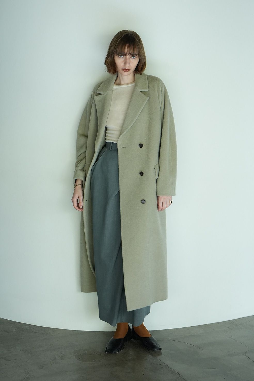 CLANE - ダブルウールロングコート - DOUBLE WOOL LONG COAT - MINT ...