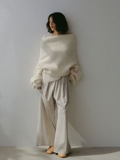 2WAYルーズネックニットプルオーバー - WHITE