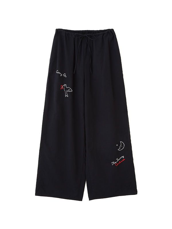 ハンドエンブロイダリーダブルガーゼパンツ (NAVY)
