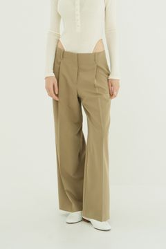 ローウエストタックルーズスラックス -  LOW WAIST TUCKED LOOSE SLACKS(BEIGE)