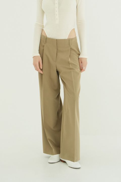 ローウエストタックルーズスラックス -  LOW WAIST TUCKED LOOSE SLACKS(BEIGE)