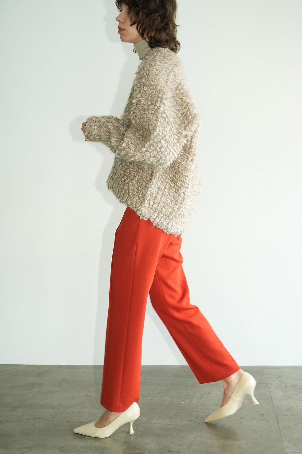 ミックス モヘア ニット トップス -  MIX LOOP MOHAIR KNIT TOPS - BEIGE