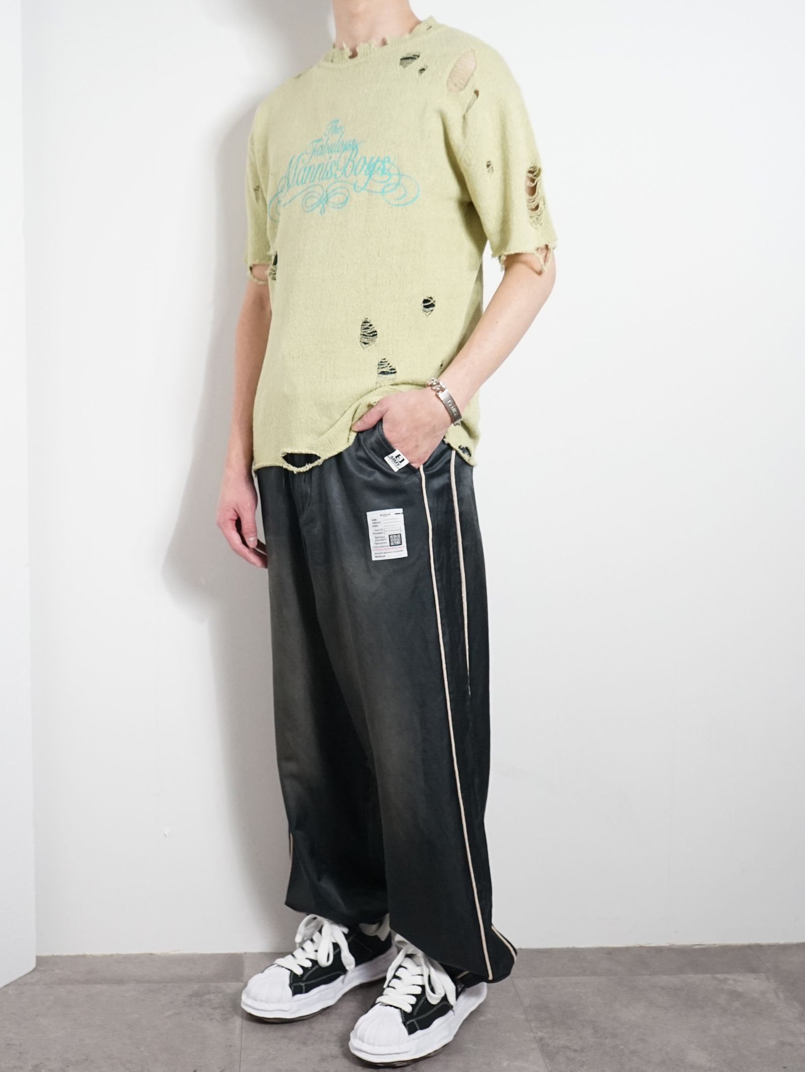 ディストレスドニットティーシャツ  - Distressed KNIT TEE - YELLOW
