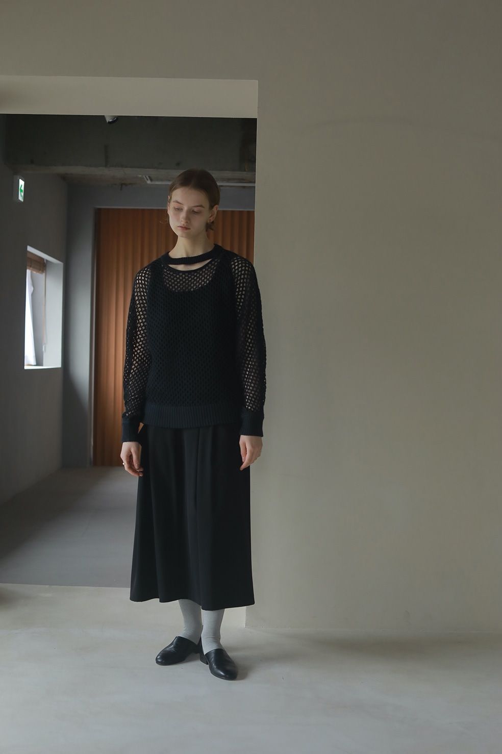 MANOF - メッシュニットトップス - MESH KNIT TOPS - BLACK