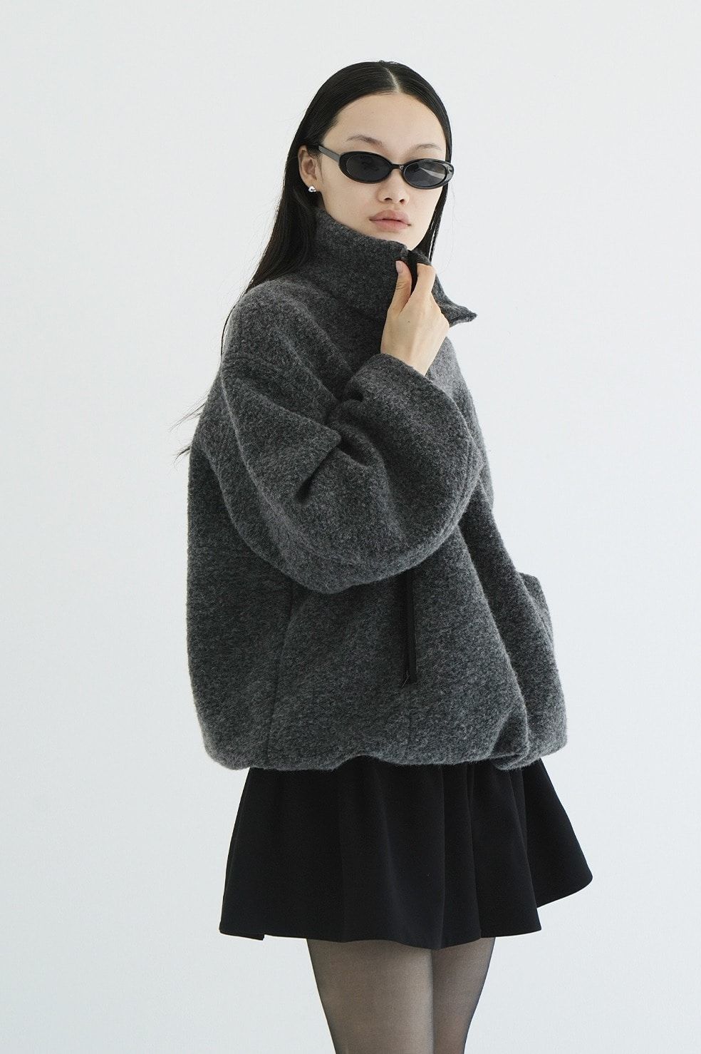 ハーフジップトップス - SLIVER HALF ZIP TOPS (GREY)