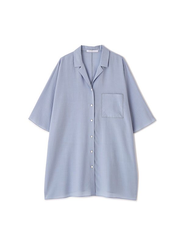 オープンネックハーフスリーブシャツ (BLUE)