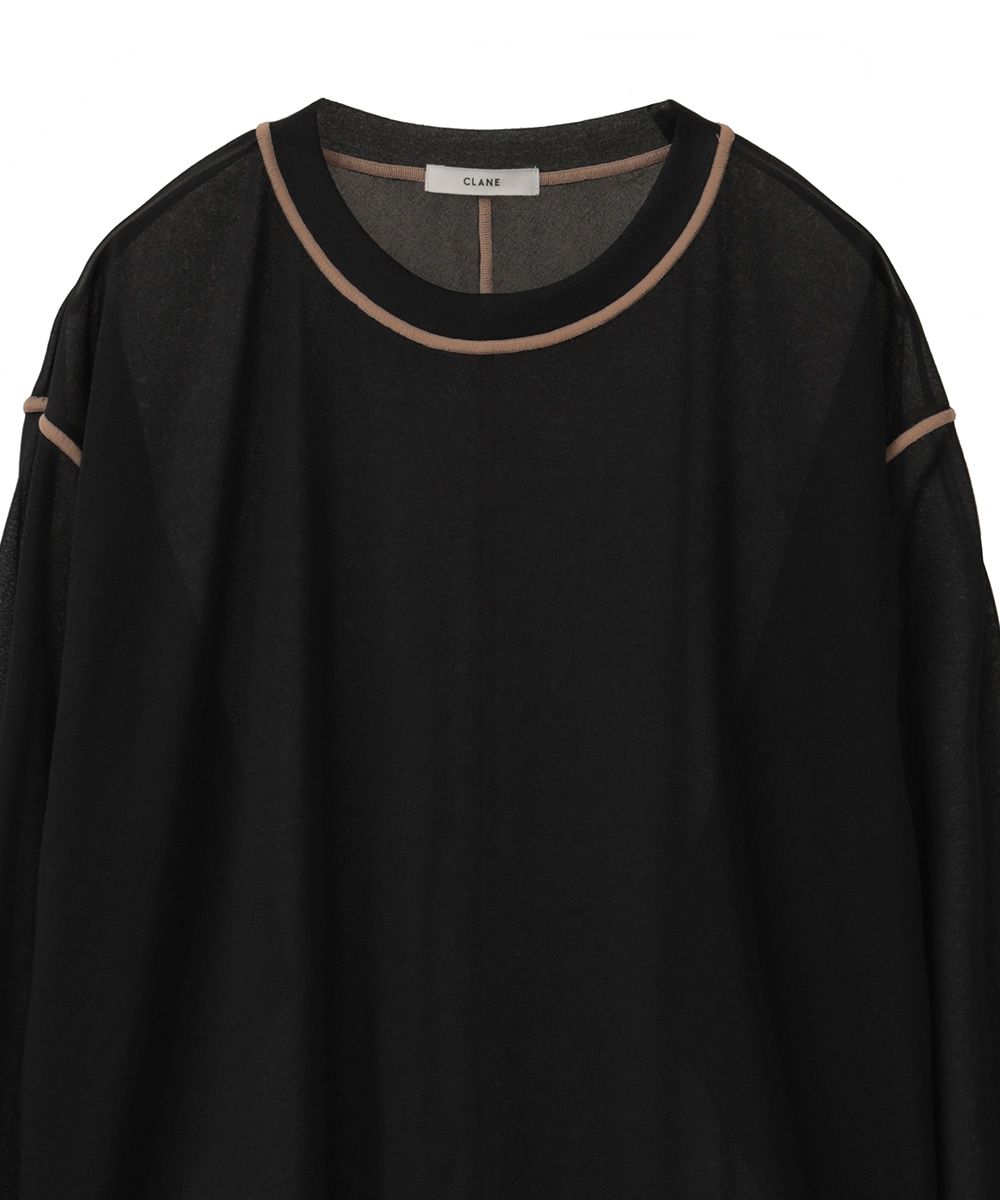 ロングスリーブカットソー - LINE SHEER L/S - BLACK