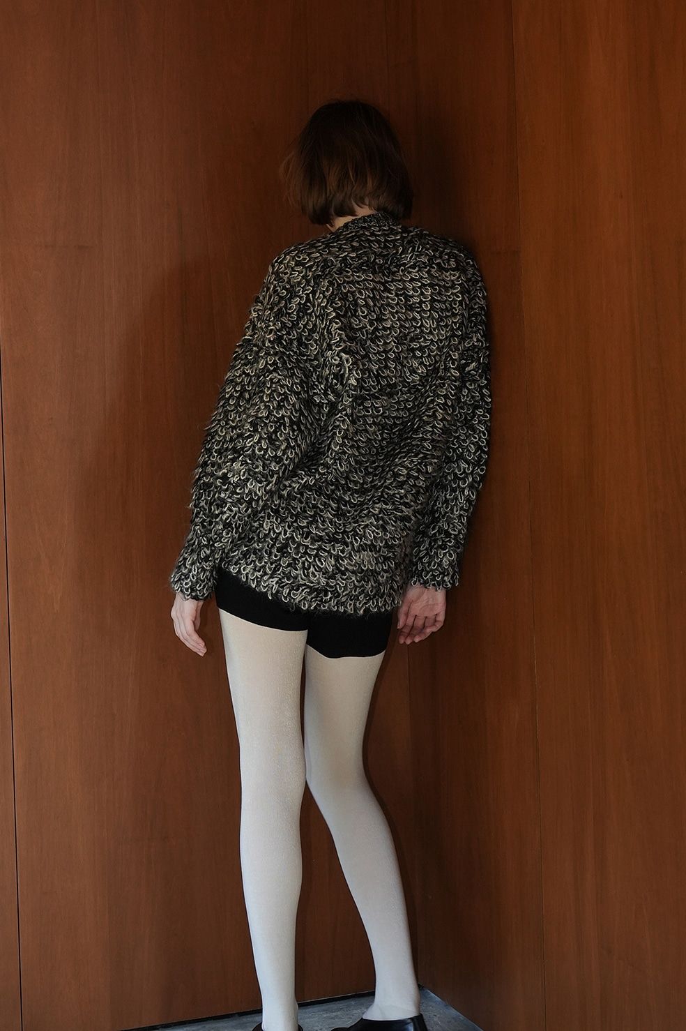 ミックス モヘア ニット トップス -  MIX LOOP MOHAIR KNIT TOPS - BLACK