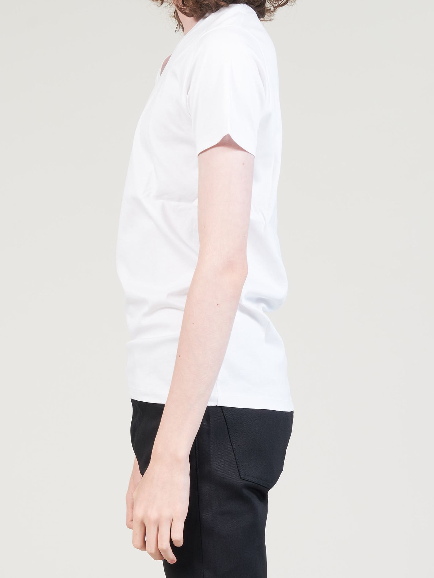 バイオシルケットスムースVネックTシャツ - V-Neck Pullover - WHITE