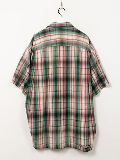 ヴィンテージライク 半袖 チェックシャツ - H/S CHECK SH w STK (PINK)