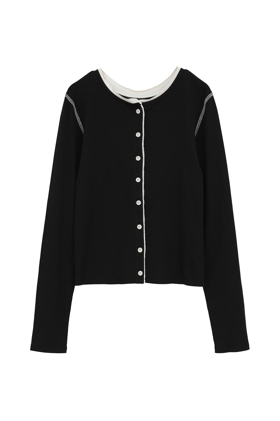バイカラーカーディガン | W FACE BICOLOR CARDIGAN (BLACK)