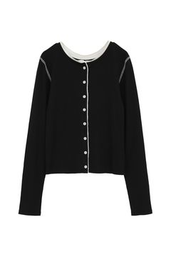 バイカラーカーディガン | W FACE BICOLOR CARDIGAN (BLACK)