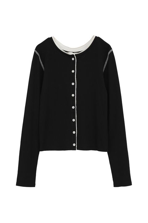 バイカラーカーディガン | W FACE BICOLOR CARDIGAN (BLACK)