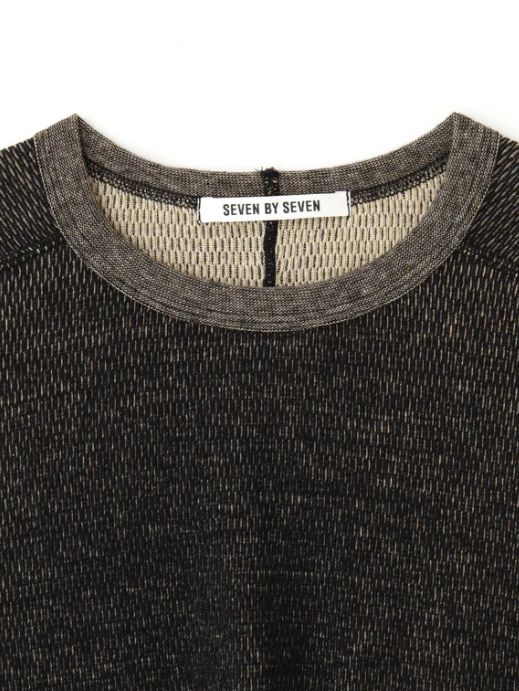 オーガニックコットン サーマルシャツ - ORGANIC COTTON THERMAL TEE - Mixed ”UNSTAINED” yarn - BLACK