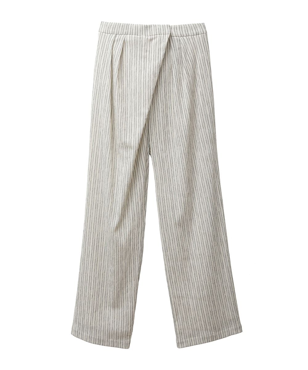 CLANE - COTTON CREPE OVERLAP TUCK PANTS - IVORY | ADDICT WEB SHOP