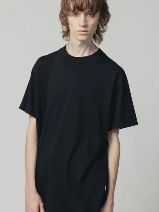 レイヤードデザイン半袖ティーシャツ - cotton jersey s/s t-shirt - BLACK