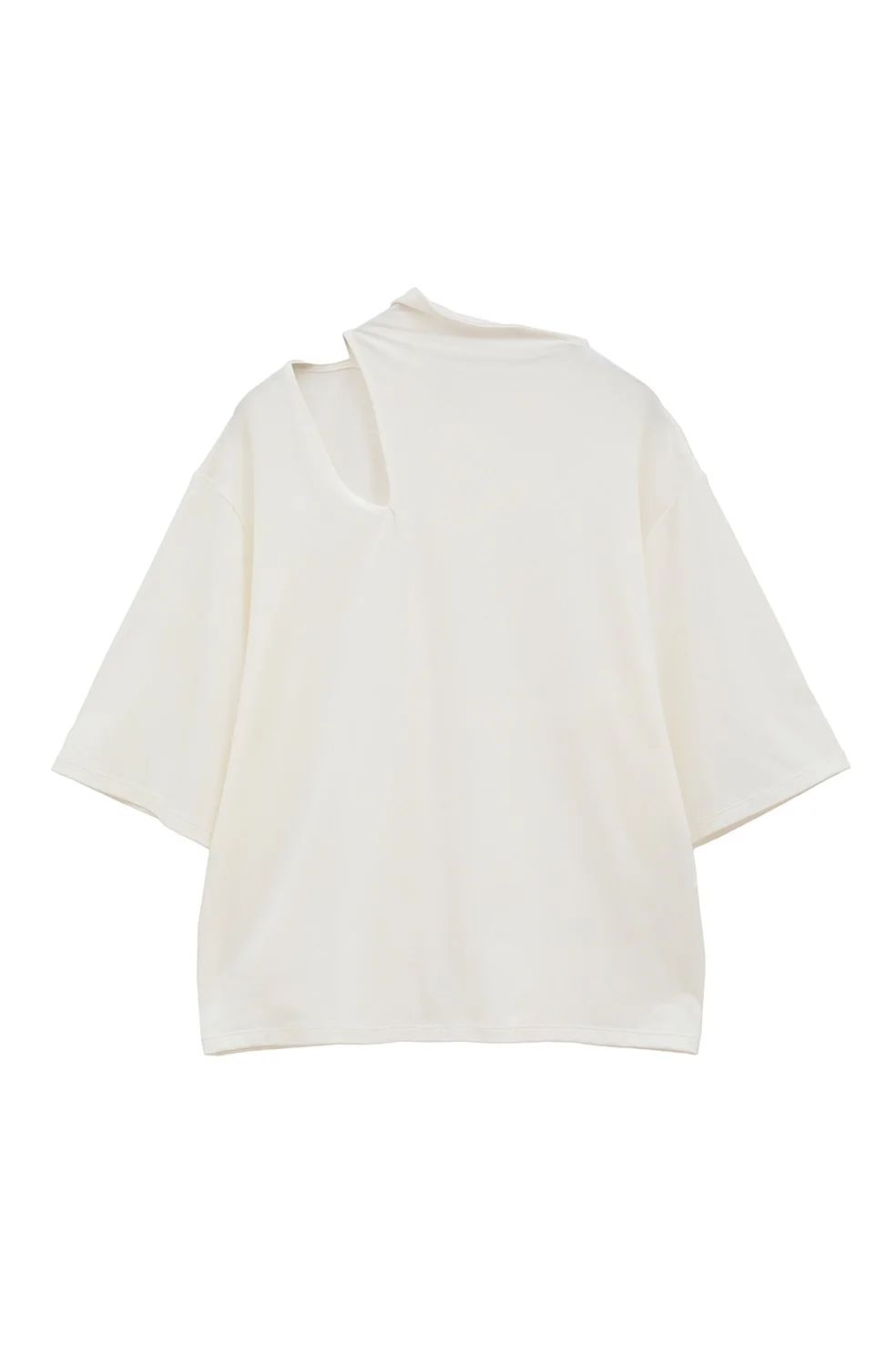 クラネ / CLANE スラッシュネックハーフスリーブトップス - SLASH NECK HALF SLEEVE TOPS- WHITE CLANE - スラッシュネックハーフスリーブトップス - SLASH NECK
