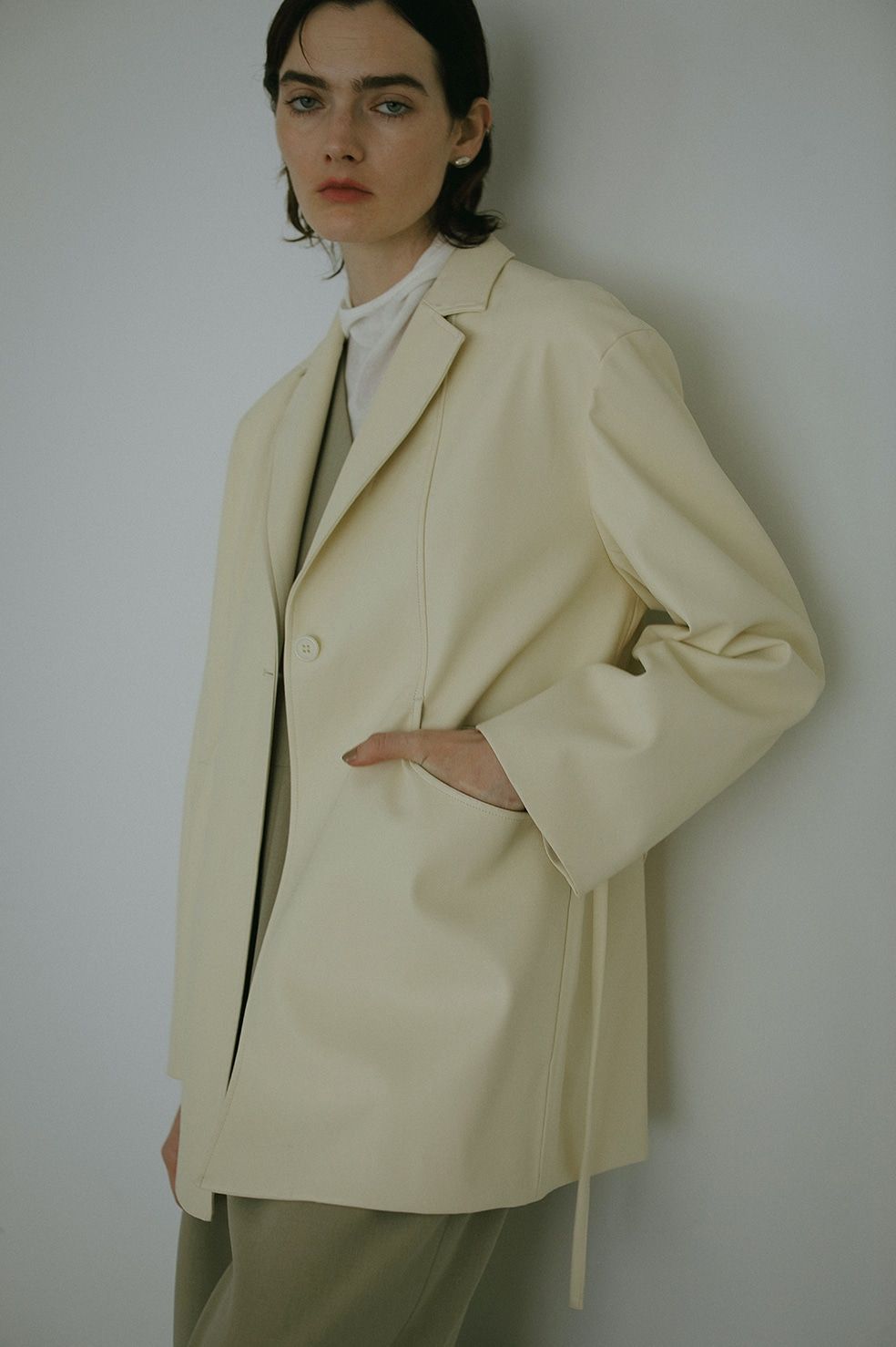 FAUX LEATHER JACKET - フェイクレザーテーラードジャケット