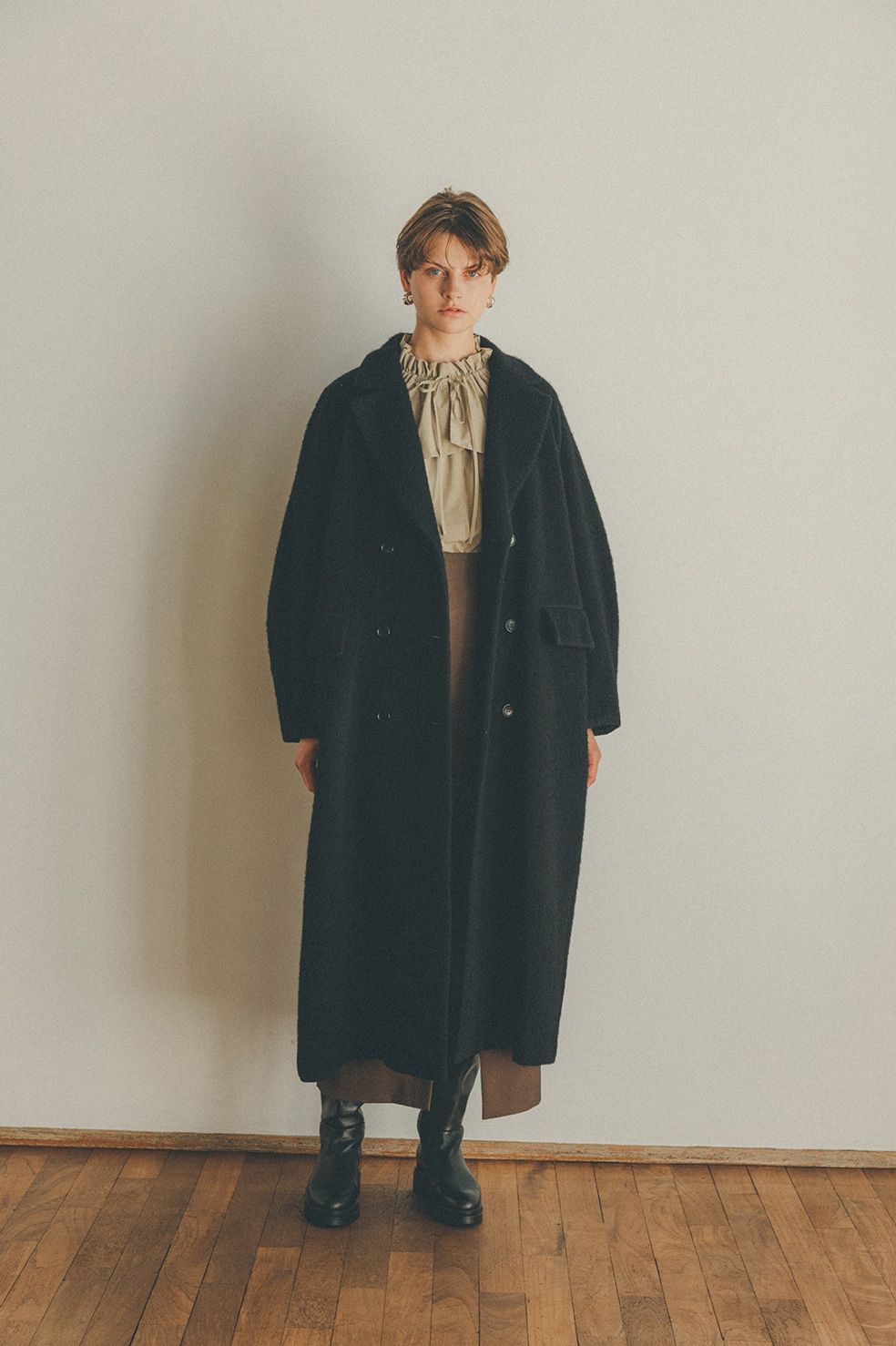 CLANE - ダブルウールロングコート - DOUBLE WOOL LONG COAT - BLACK | ADDICT WEB SHOP